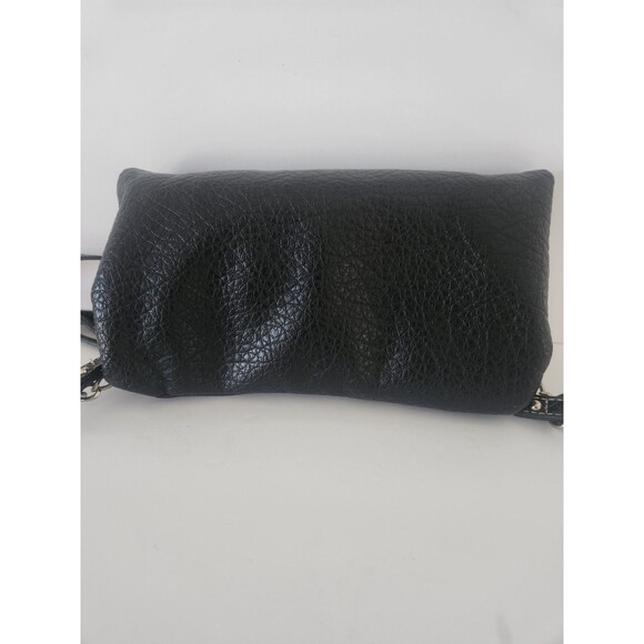 Nine West Black Crossbody Purse Multipocketed Pebble Faux Leather Fold Over - Picture 2 of 9
